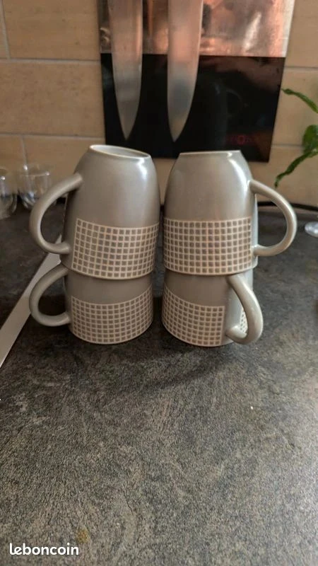 Lote de 4 tazas Barbier de gres verdadero – photo 5
